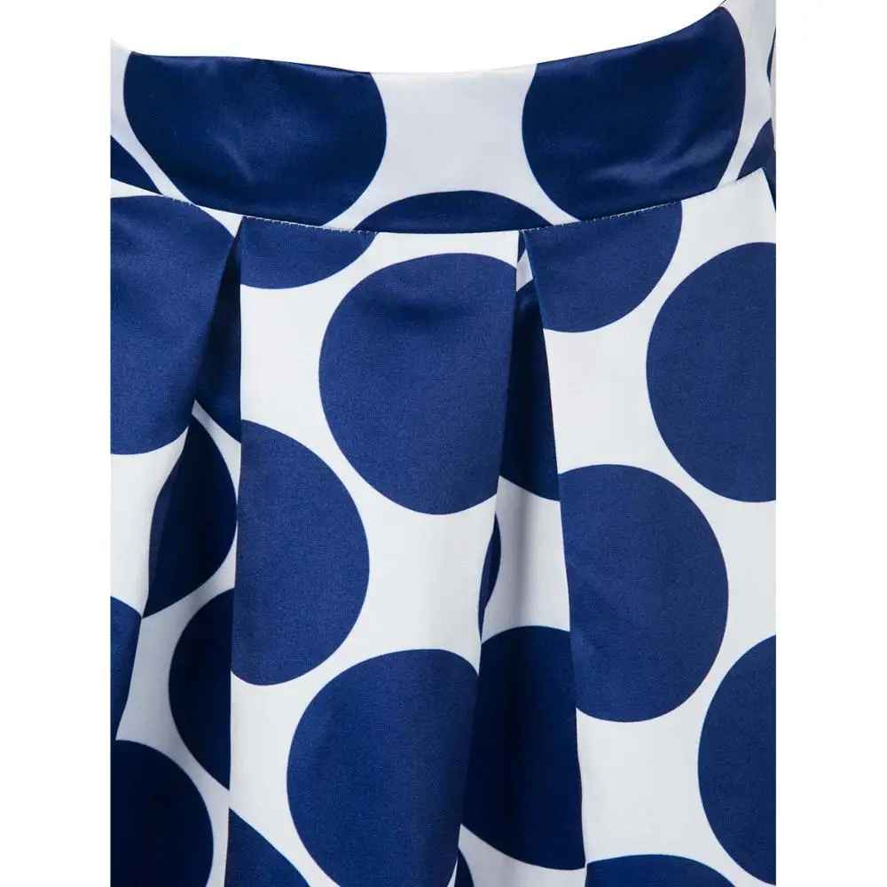 Новые 2016 Юбки Женская Мода Горошек Печати Карманы Длинные Синий Для Дамы Midi Юбка |