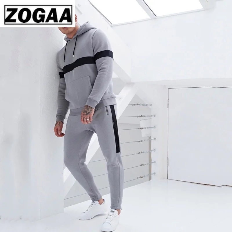 Мужские спортивные костюмы ZOGAA из 100% полиэстера с капюшоном и вышивкой дышащие