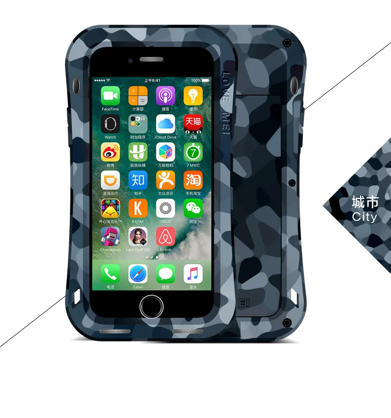 LOVE MEI камуфляжная маленькая Талия металлическая чехол для iPhone 7 8 7 Plus 8 Plus алюминиевая Броня противоударный чехол для iPhone7 7 Plus 8 Plus
