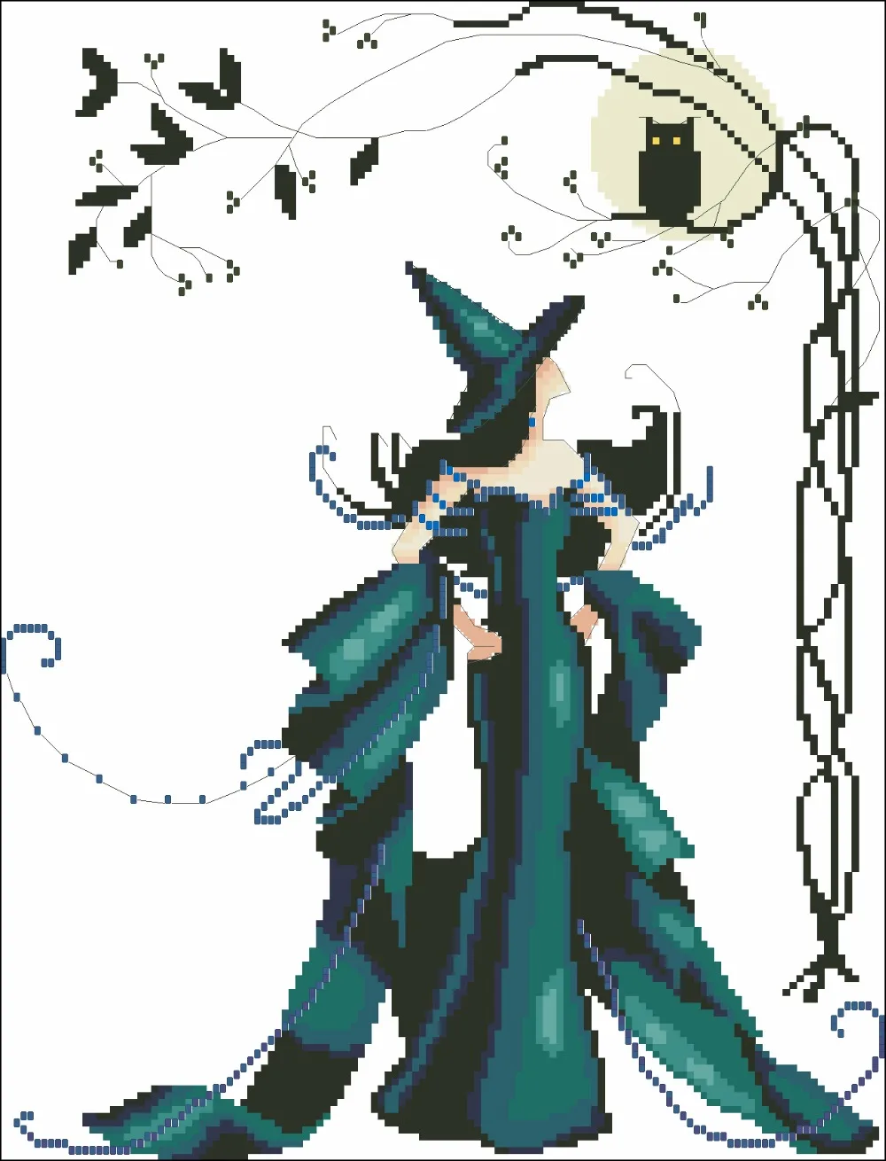 

Needlework 11CT 14CT 16CT Cross Stitch, DIY Count Cross Stitch, Embroidery Set, NC221 Witches and owls