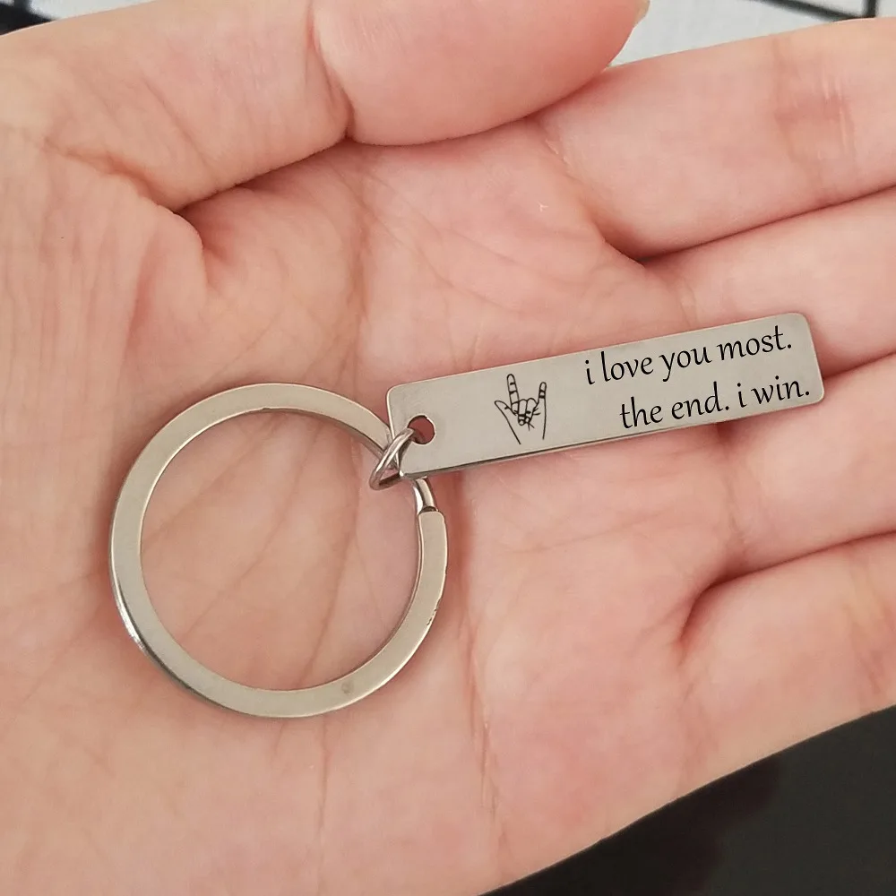 Lovers Keyring I Love You The End Win Custom engraved Keyfob Boyfriend/Girlfriend брелок подарит Вашему