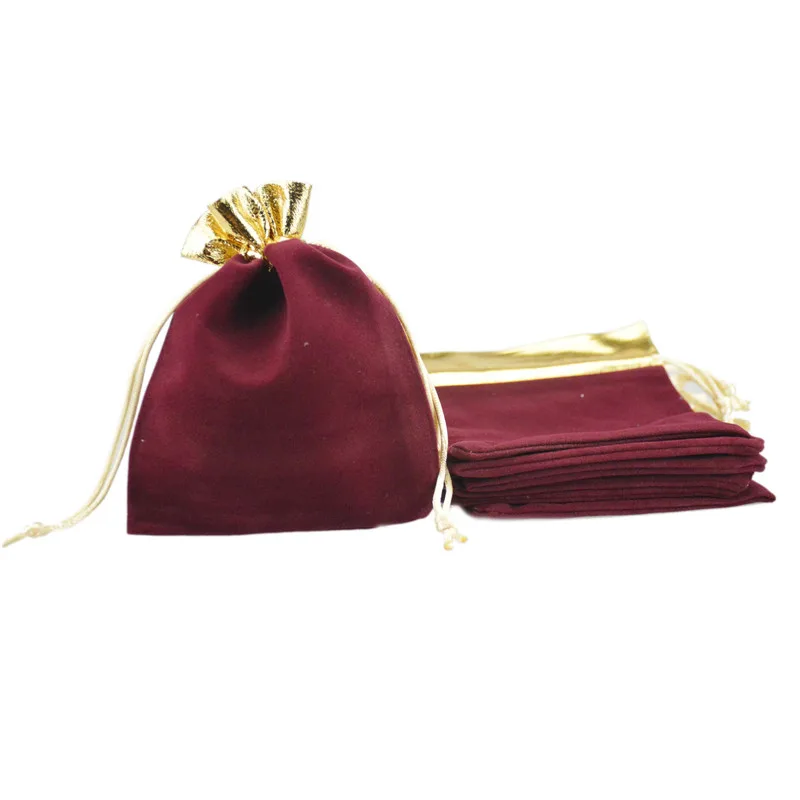 Бархатные мешки 12 х15 см черные бархатные мешочки с золотой отделкой на шнурке