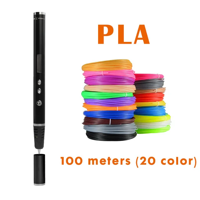 НОВАЯ тонкая 3D Ручка с поддержкой ABS и PLA нити Diy ручка для рисования с ЖК-дисплеем DIY 3D ручка для печати Регулируемая скорость - Цвет: Black