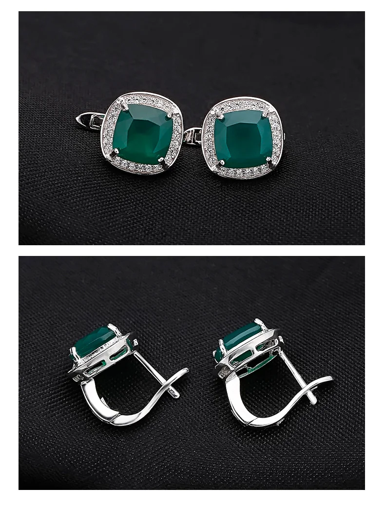 Gem's Ballet 4.40Ct натуральный зеленый агат, натуральный камень серьги гвоздики для женщин Свадебные 925 пробы серебряные ювелирные изделия