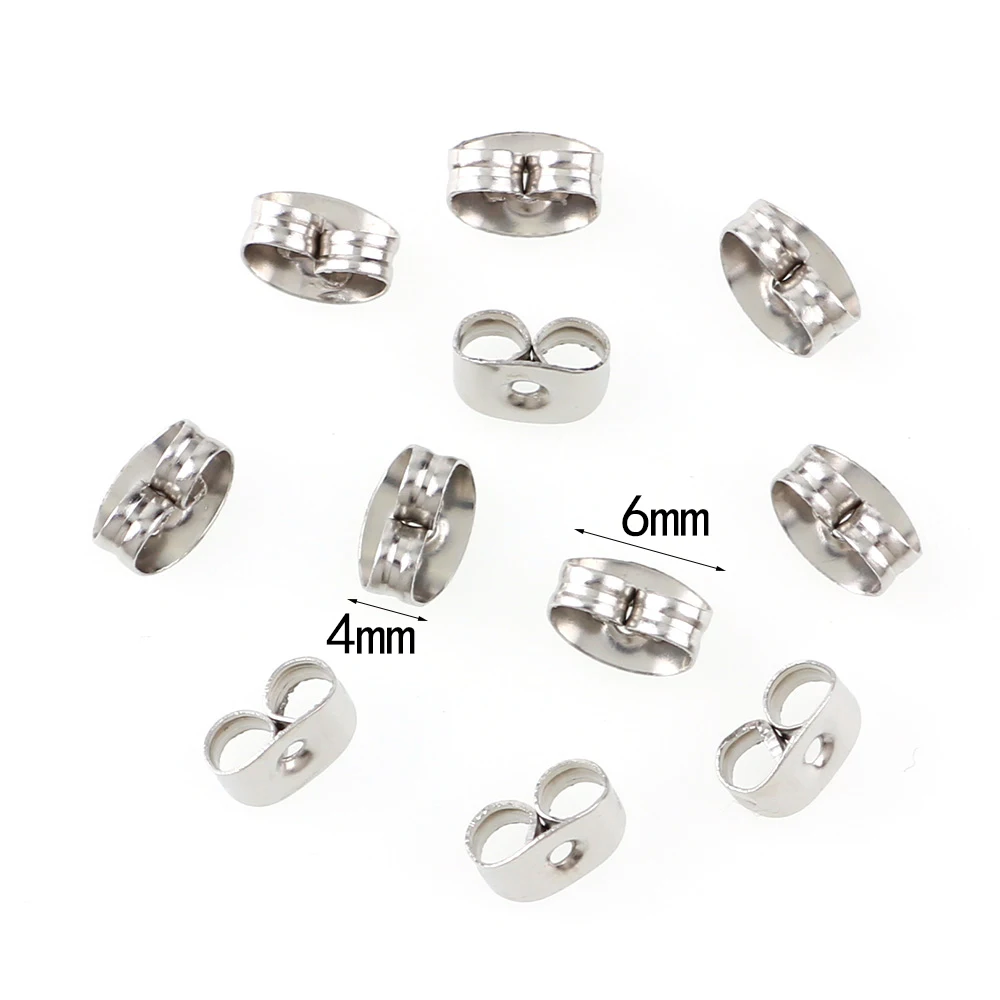 100 шт. серебристые металлические серьги гвоздики 4x6 мм|earring stopper|earring backssilver tone |