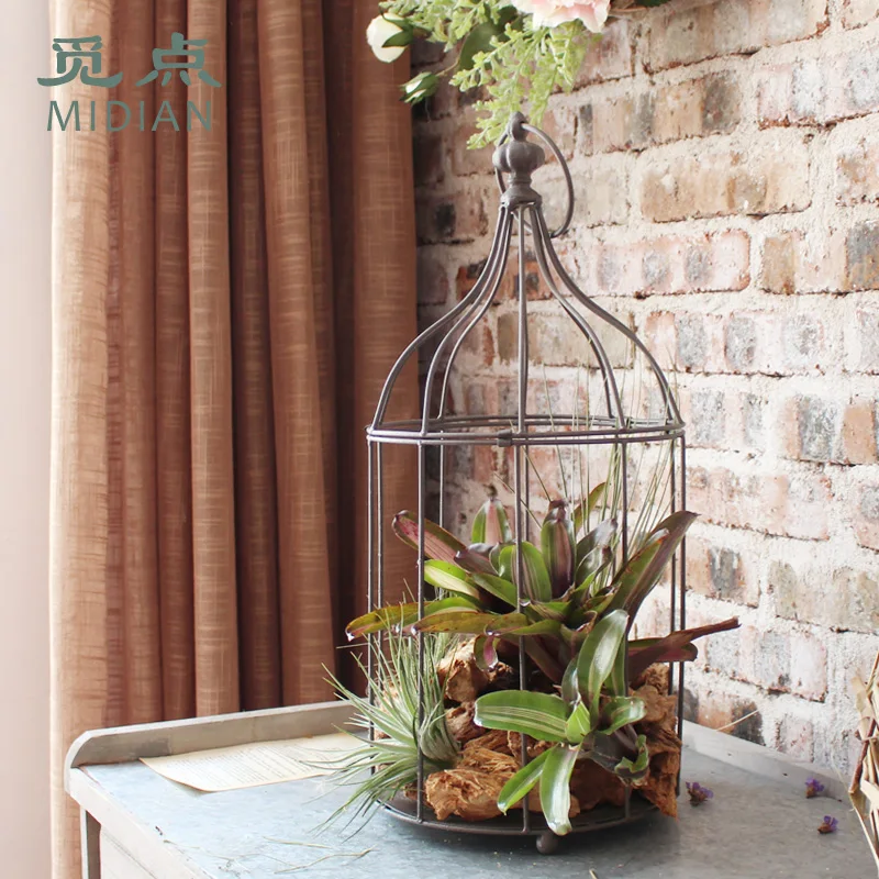 Европейская железная птичья клетка украшение для настольного сада фото реквизит