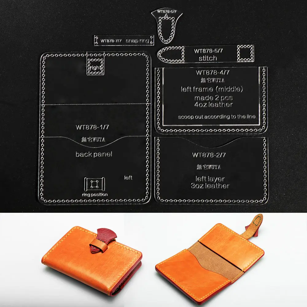 WUTA 878 Acrylic Template Cutting Handmade Worker Pattern Model for DIY Card Holder Credit Case Leathercraft Tools | Дом и сад