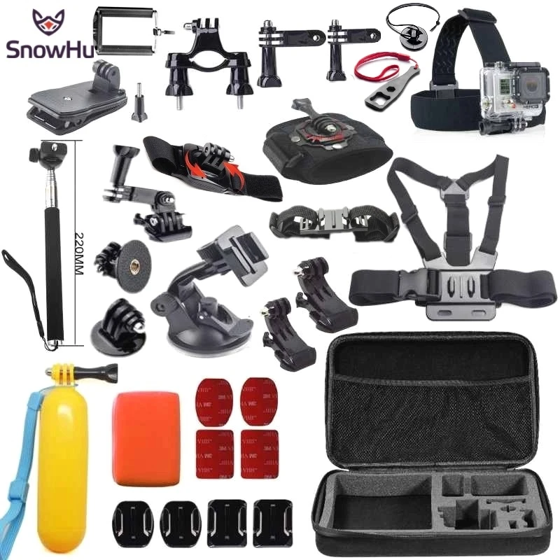 SnowHu для Go pro Набор аксессуаров gopro hero 9 8 7 6 5 4 M20 EKEN H9R Yi 4K аксессуары sjcam камеры GS48 |