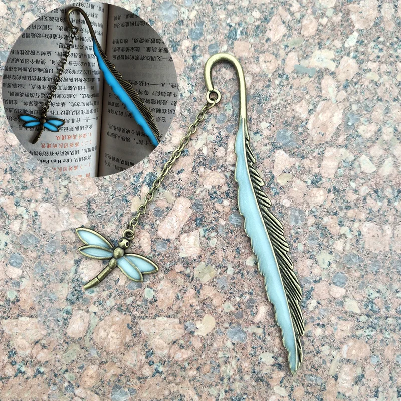 D Gold Светящиеся металлические перья Bookmarks для книг креативные Сова бабочки стрекозы закладки книг учители подарки для школы и офиса - Цвет: D Gold