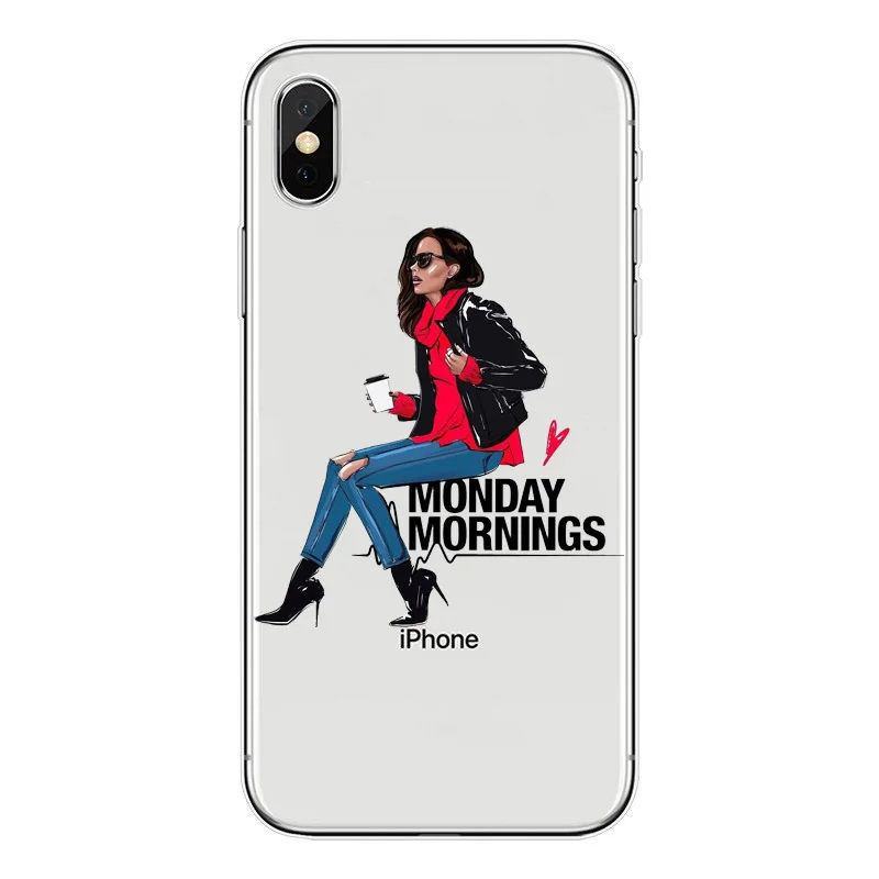 TPU Модный мягкий чехол из ТПУ для iPhone X 10 XS MAX XR 8 7 6 6s Plus, силиконовый прозрачный женский чехол - Цвет: TPU