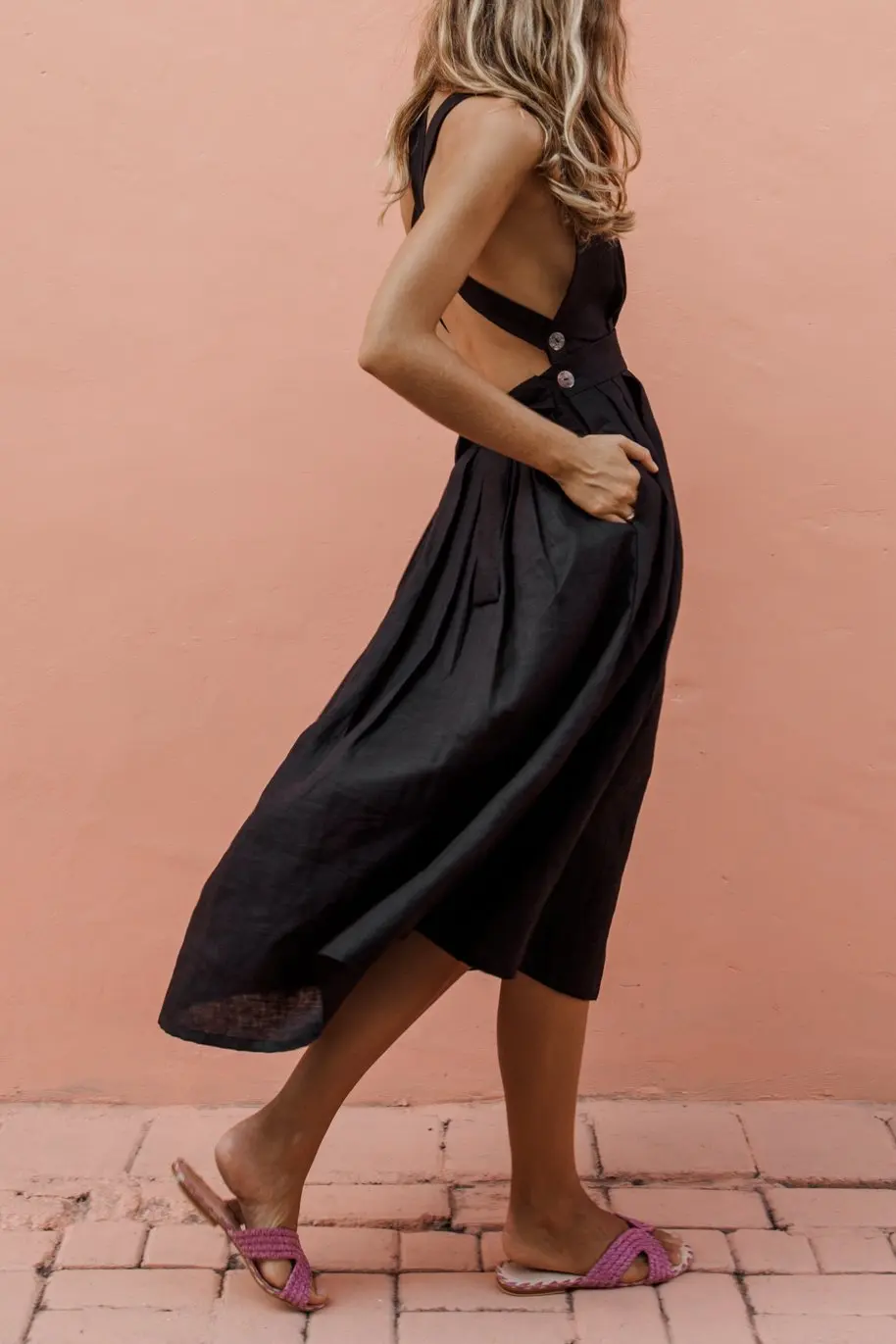Женское длинное платье на бретельках Boho красное пляжное с открытой спиной для