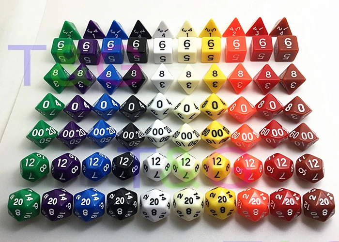 Оптовая продажа новые цветные игральные кости D4 D6 D8 D10 % D12 D20 каждый случайный цвет