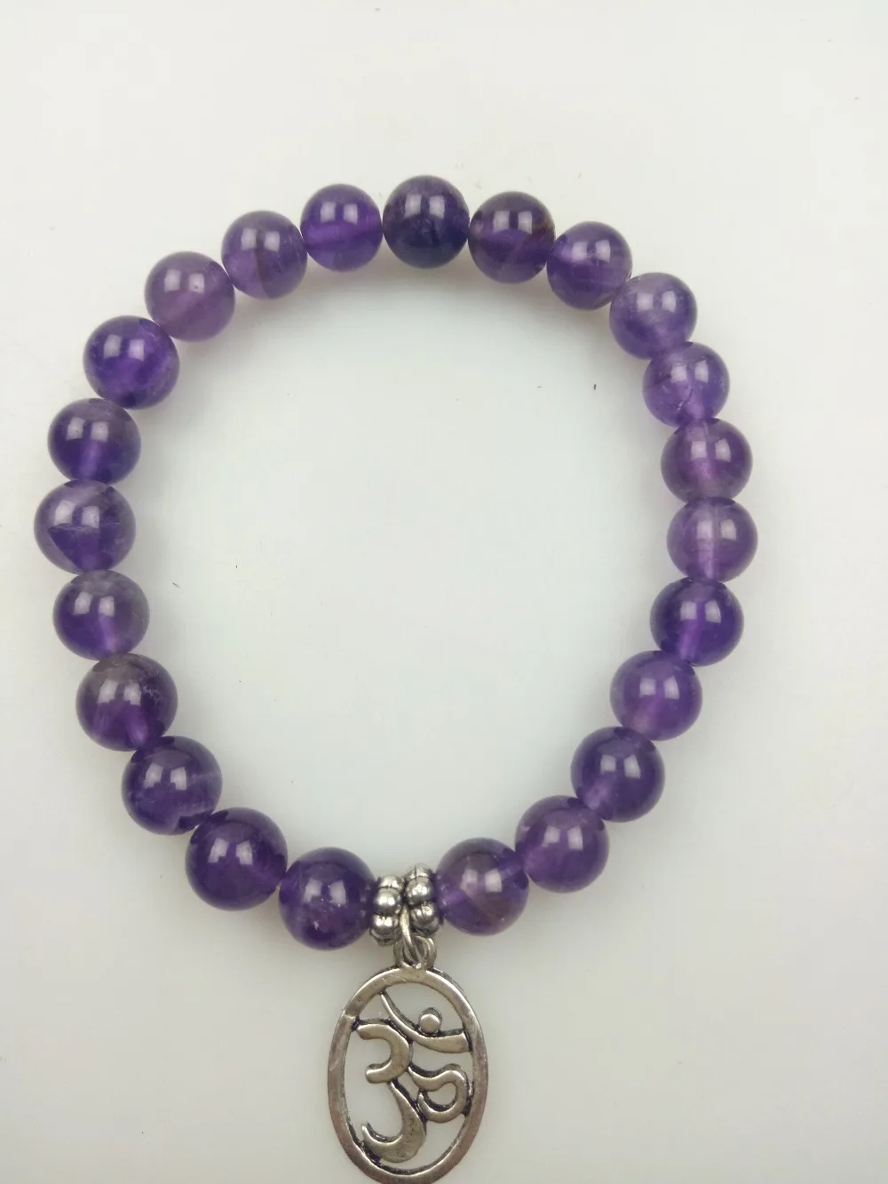 Модные браслеты 8 мм Фиолетовый кварцевый браслет 3D полый кулон фиолетовые