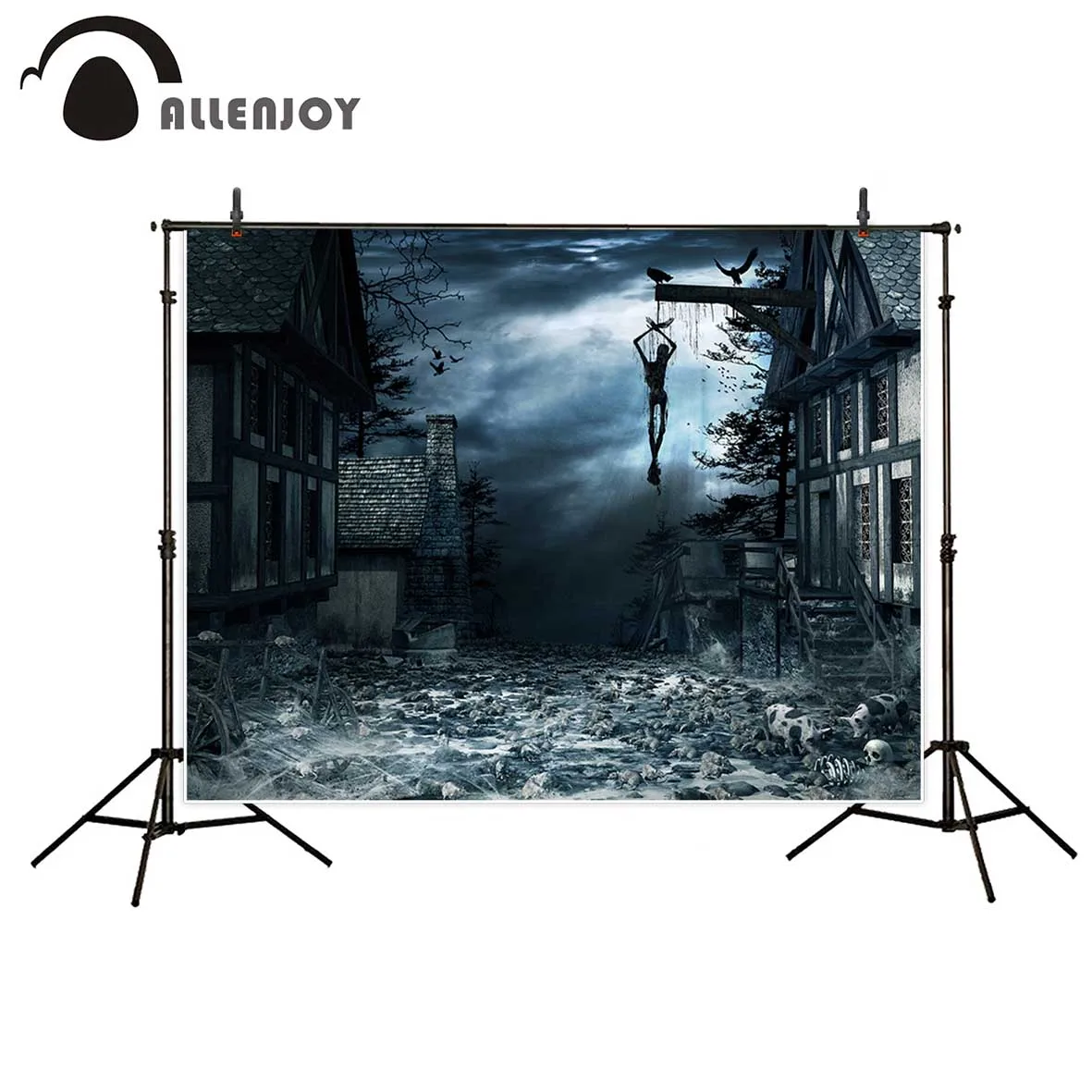 Allenjoy Хэллоуин ужасный фон висячий тело страшный костяной дом Темный фото