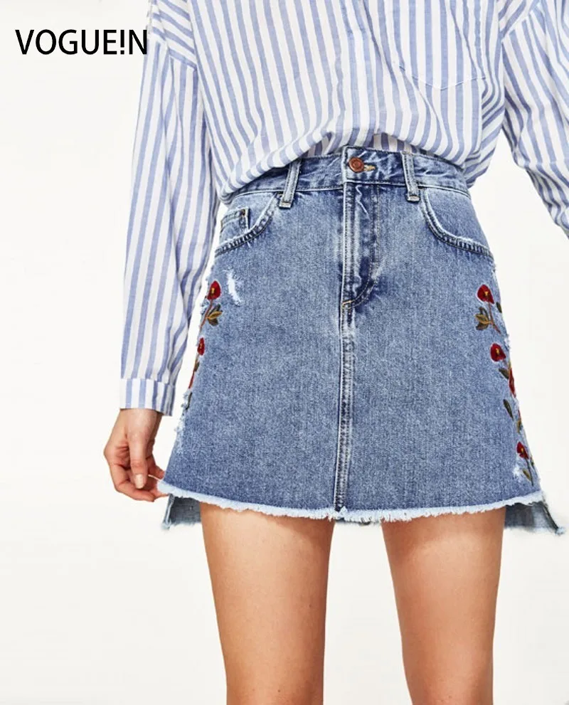 VOGUE! N новые женские повседневные сексуальные джинсовые мини юбки с цветочной