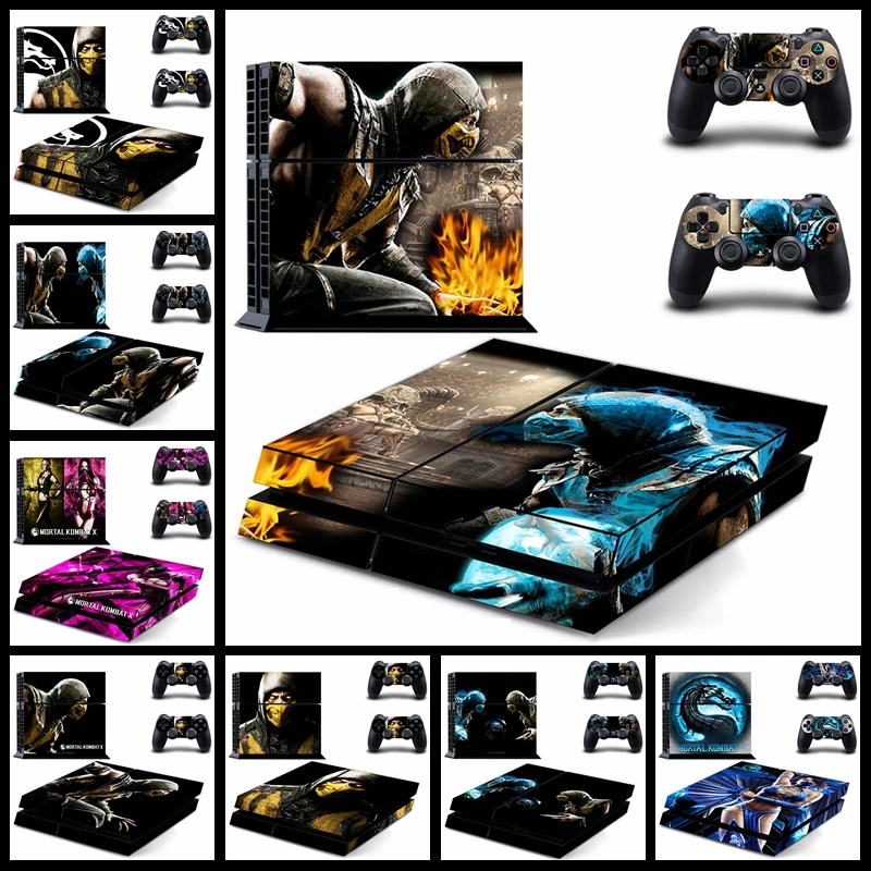 Виниловая наклейка Mortal Kombat 10 X чехол для игры PS4 кожаная PlayStation 4 и 2 наклейки