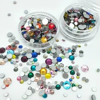 mix size color 3d nail art ss6 ss20 flat back crystal decoration glue on rhinestone for nail stone diy shose and phone shell
