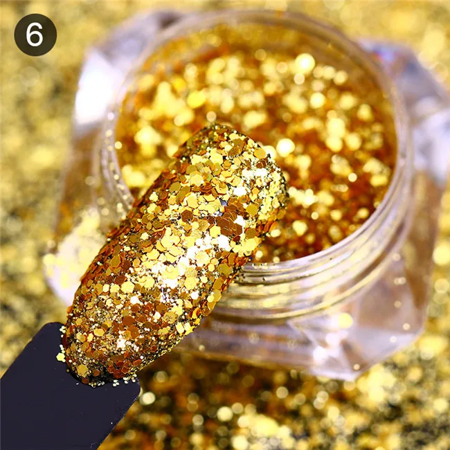 Color 6 BORN PRETTY шестигранные блестки для ногтей многоразмерные переливающиеся блестки хлопья гвоздь художественные украшения блестки Nailart ногтей погружение УФ-гель - Цвет: Color 6