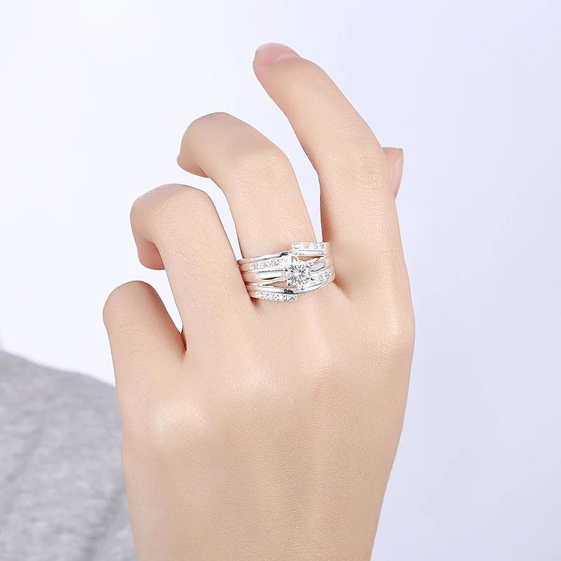 R885 Модные украшения стерлингового серебра 925 широкий Кольца для Для женщин с большой Камни женский Стразы