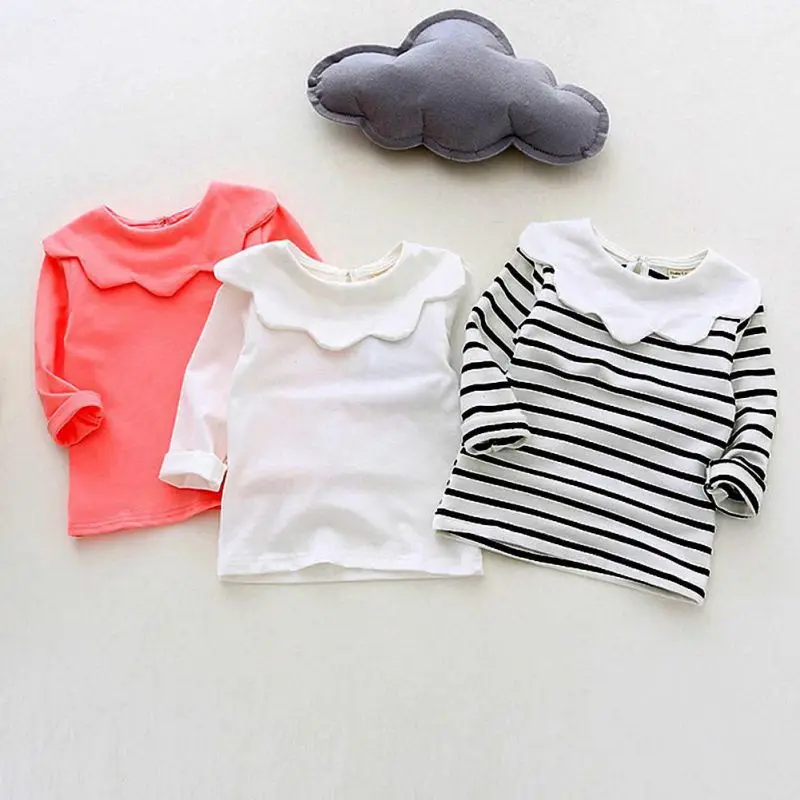 2017 г. Весенне осенняя хлопковая рубашка детский свитер в полоску с воротником для