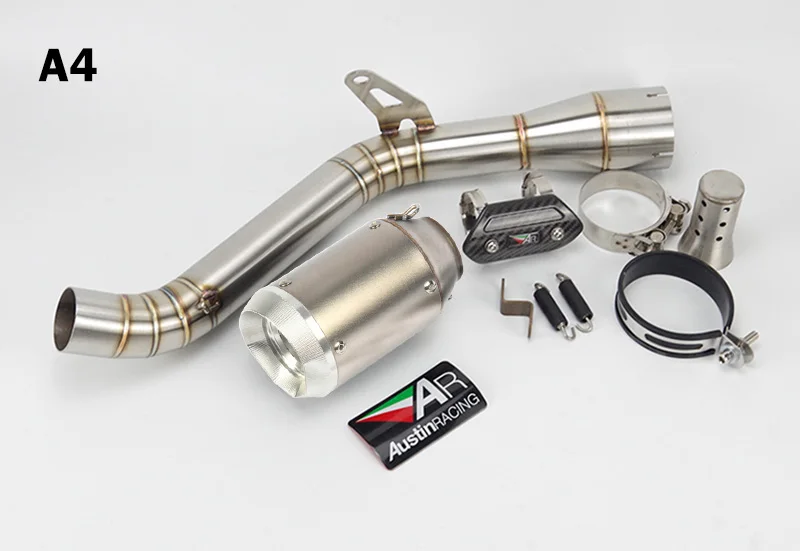 Set A4 Z900 Slip-on moto rcycle выхлопная связь средняя труба удалить катализатор с Остин гоночного побега moto для Kawasaki Z900 ninja 900 - Цвет: Set A4