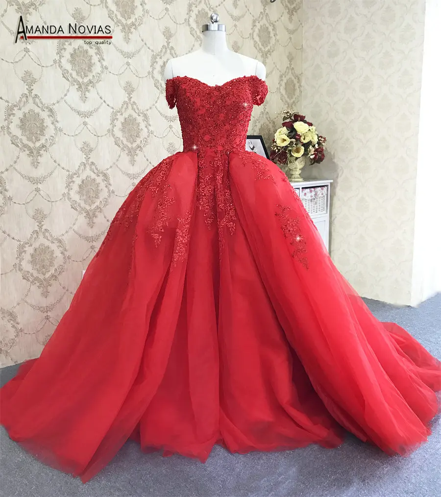 vestido de festa Потрясающие красный 2 в 1 Аманда новиас свадебное платье Настоящее
