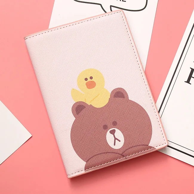 BEAR Mcneely/Обложка для паспорта из искусственной кожи с мультяшным медведем, Прямая поставка, для женщин, для путешествий, для паспорта, для самолета, для билета, держатель для ID карты, упаковка 10*14 см - Цвет: BEAR