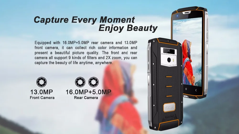 Vkworld VK7000 IP68 водонепроницаемый смартфон 5," MTK6750T Восьмиядерный Android 8,0 5600 мАч 4 Гб ОЗУ 64 Гб ПЗУ 13 МП мобильный телефон с функцией распознавания лица