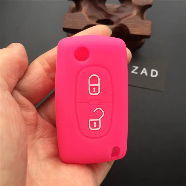 rose ZAD силиконовый чехол для дистанционного ключа, чехол для CITROEN C2 C3 C4 C5 C6 Quatre, 2 кнопки, защитная крышка для ключей - Название цвета: rose