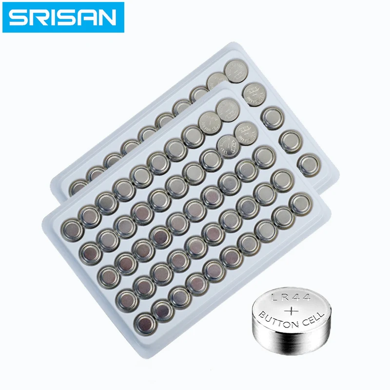 Srisan 100 шт. LR44 357A A76 303 AG13 SR44SW SP76 L1154 RW82 RW42 1,5 V Батарея LR44 щелочные батареи таблеточного Аккумуляторы для игрушек Часы