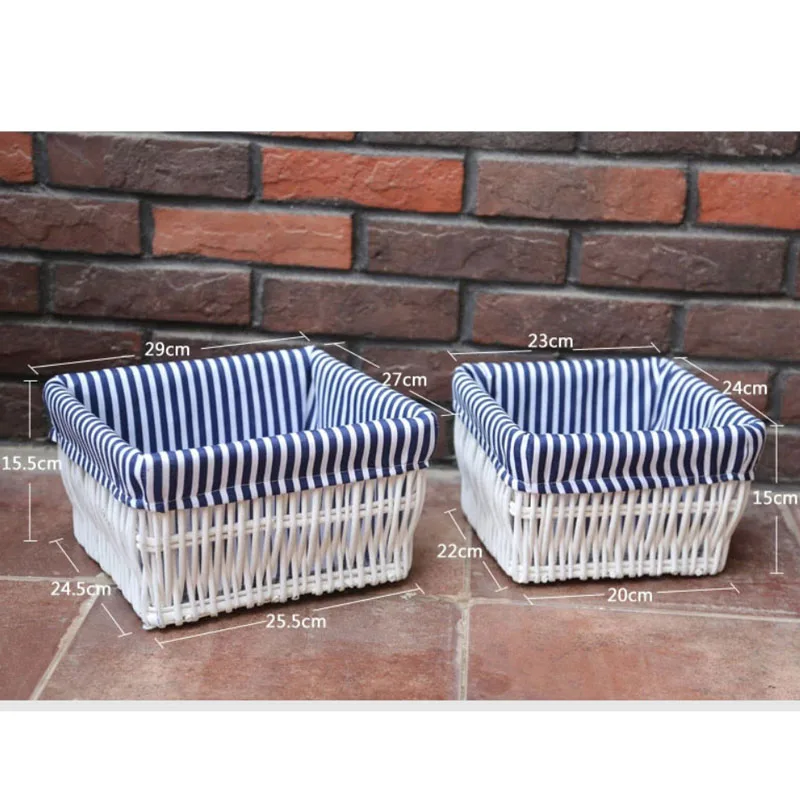 Белая и желтая декоративная корзина для хранения большие маленькие плетеные