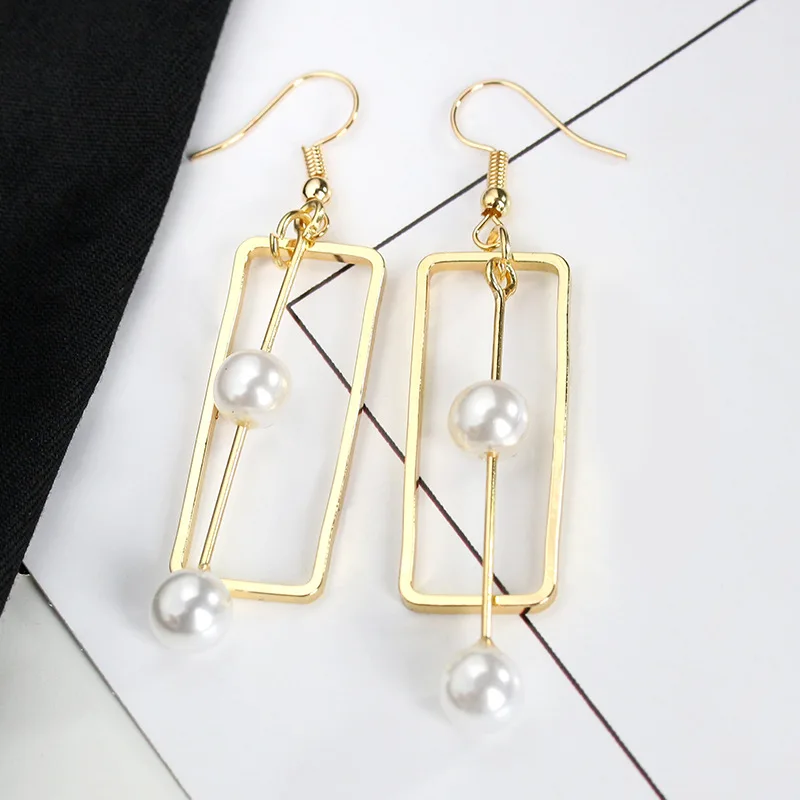 Серьги с имитацией жемчуга полые серьги золотистого и серебряного цветов