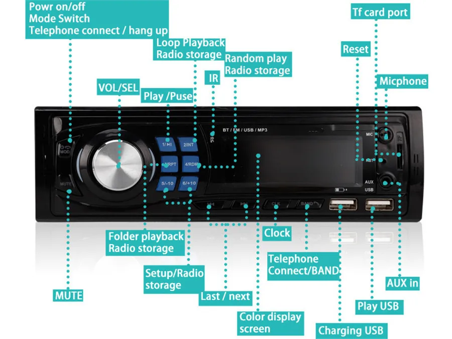Автомагнитола 1DIN BT автомобильное радио аудио Автомобильный MP3-плеер Bluetooth