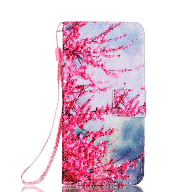 Кожаный чехол бумажник с вишневым узором для Samsung Galaxy J330 J530 J730 NOTE8 Sony Xperia L1 Huawei P20 Lite