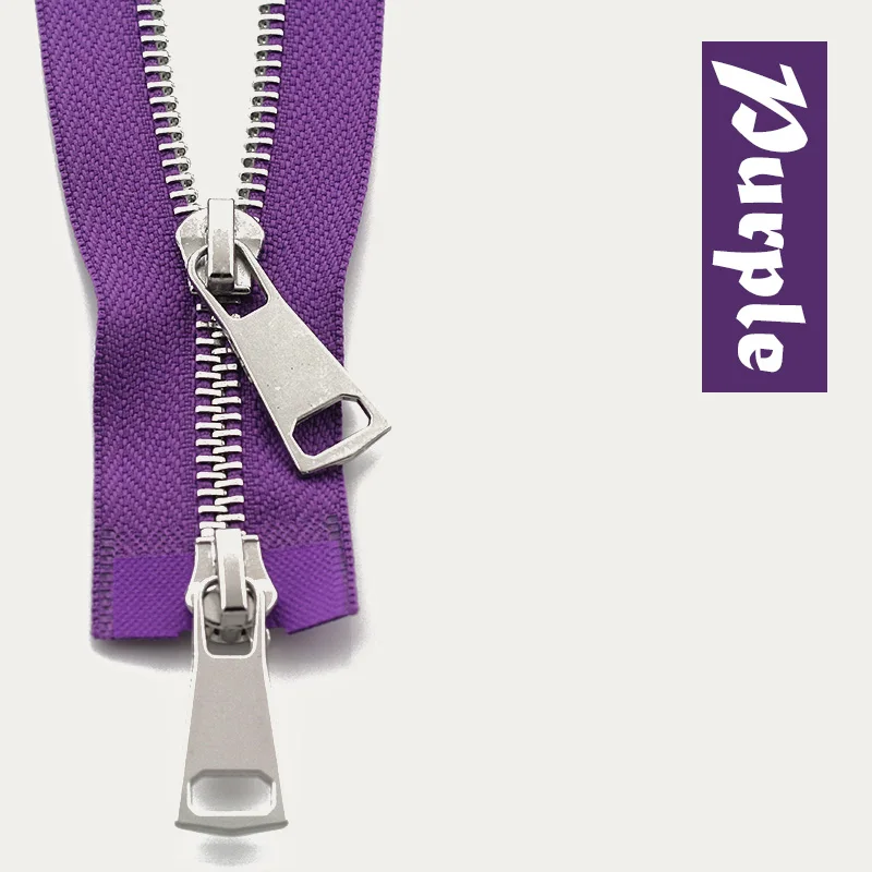 Purple 5# разъемная застежка-молния двойными собачками good Market 60/70/80/90/100/120/150 см автоматический металлический замок застежки-молнии - Цвет: Purple