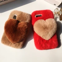 fashion cute rabbit hairy fur fluffy love heart case phone case for samsung s22 s20 s21 s10 s9 s8 plus note5 8 9 10 20 cover