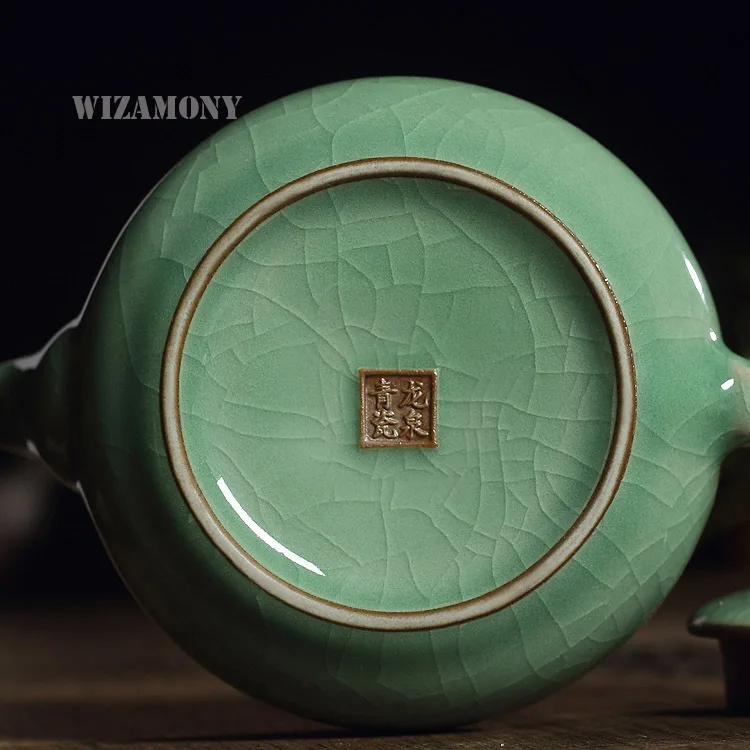 210 мл Горячая хрустящая глазурь Brother Kiln Longquan Celadon Zisha керамика Искусство большой емкости Исин глина антикварный фарфоровый чайник