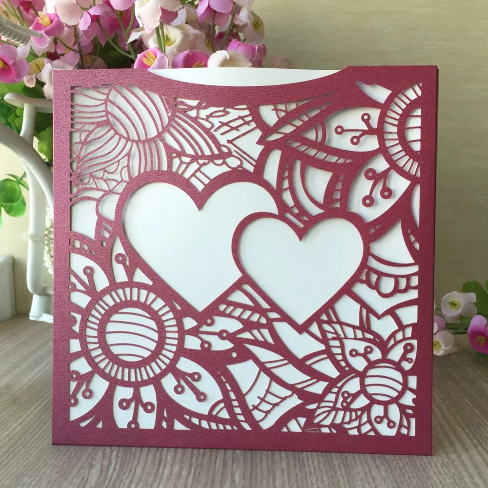 

25pcs Romantic Wedding Invitation Card Delicate Carved Flowers Pattern Hollow out Wedding Party Cards