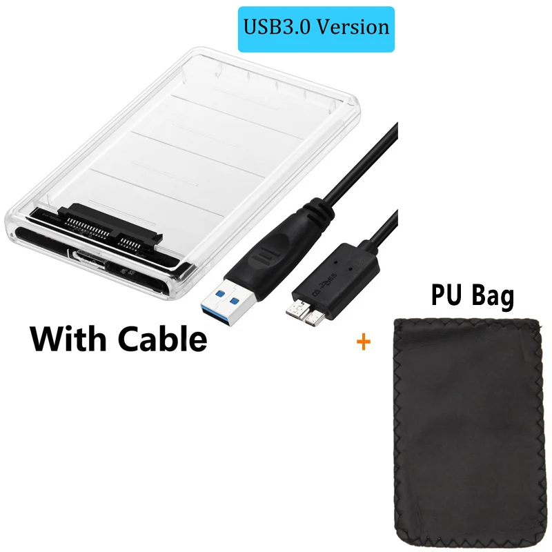 Urgrico SATA to USB3.0 Внешний 2," HDD корпус UASP ssd чехол жесткий диск чехол для samsung Seagate WD 2 ТБ жесткий диск - Цвет: Transparent G