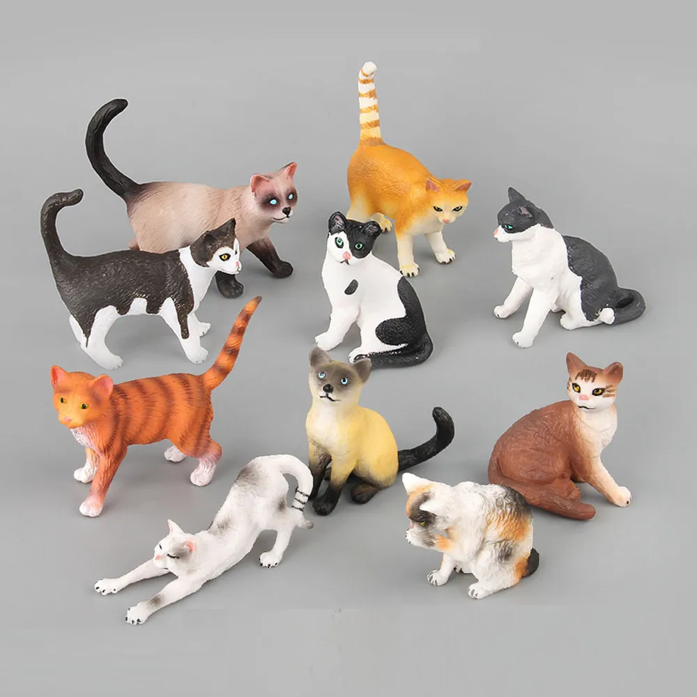 As shown Милый Кот, животная модель, игрушечная фигурка, модель, орнамент, игрушки и обучающая игрушка для детей, Прямая поставка 4,4 - Цвет: As shown