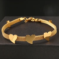 jovo high quality gold color heart love bracelets adjustable link chain jewelry stainless steel women bracelets bangles