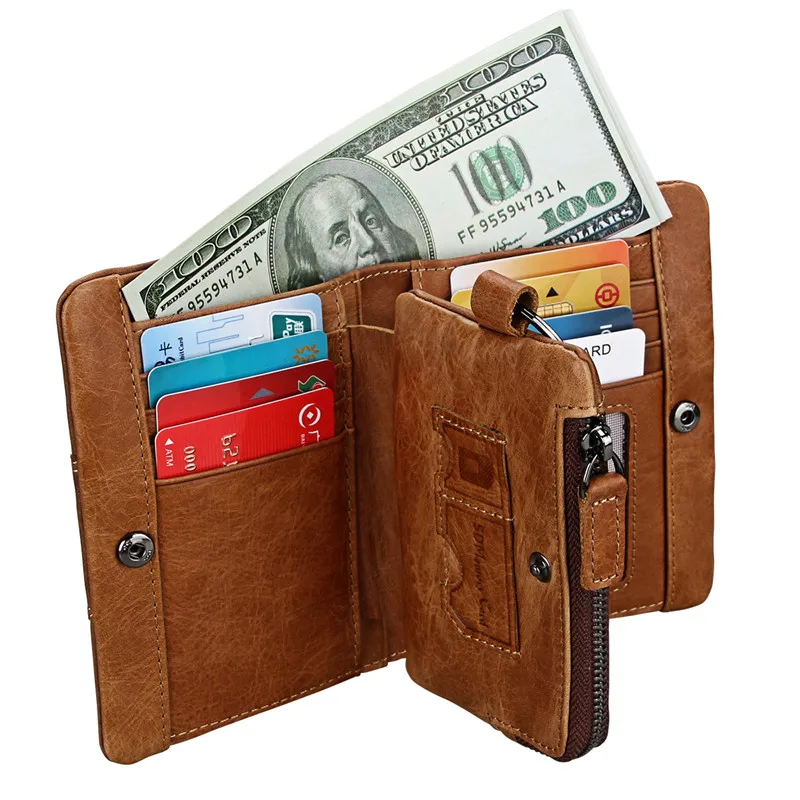 Bisi Goro 2021 Men Crazy Horse Handmade Leather Wallets Multi-Functional Cowhide Coin Purse Genuine Wallet For | Багаж и сумки