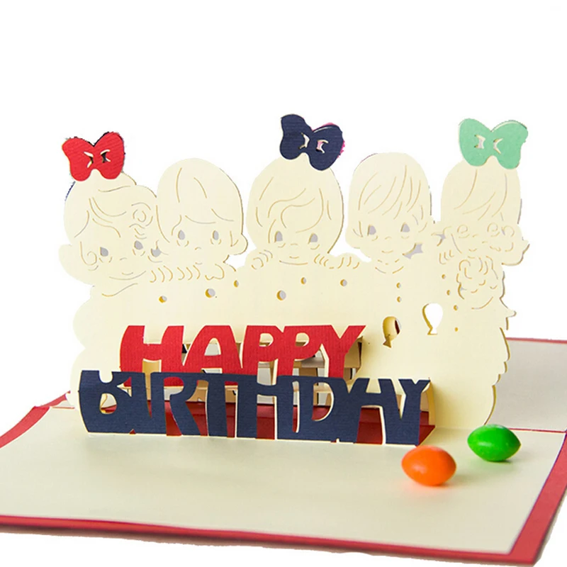 (10 шт./лот) Креативные 3D ручной работы милые детские открытки на день рождения