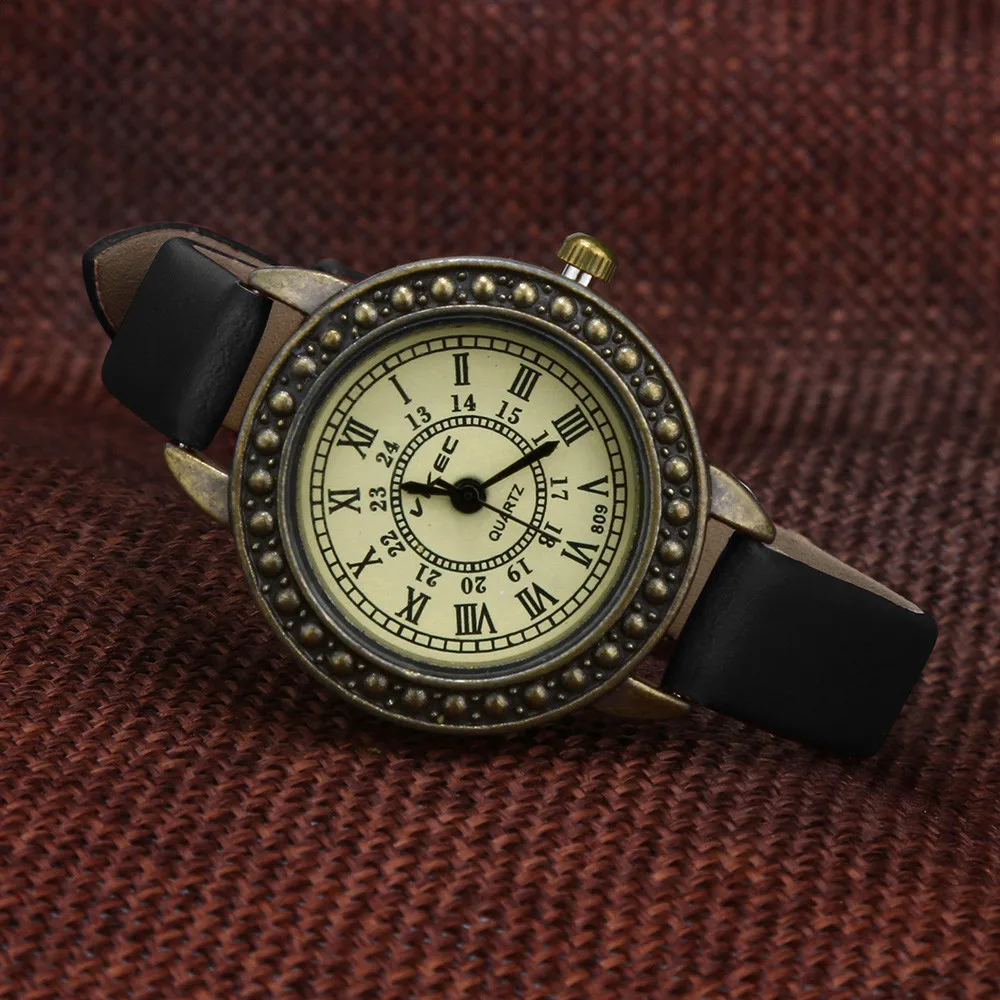 Reloj mujer, модные женские Ретро часы с изящным ремешком, кварцевые наручные часы, римские цифры, циферблат, подарок, женские часы, relogio feminino