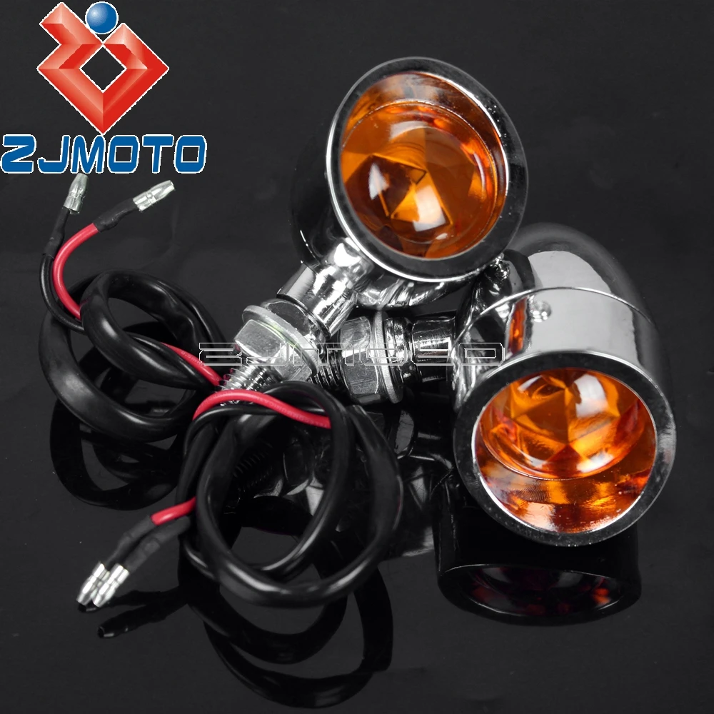 2x Chrome Янтарный поворотники Световые индикаторы шоры Для Harley Bobber Chopper кафе рейсеры