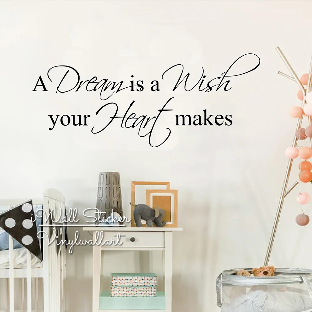 Виниловые наклейки для детской комнаты с надписью A Dream Is Wish Your Heart|quote wall decal|wall