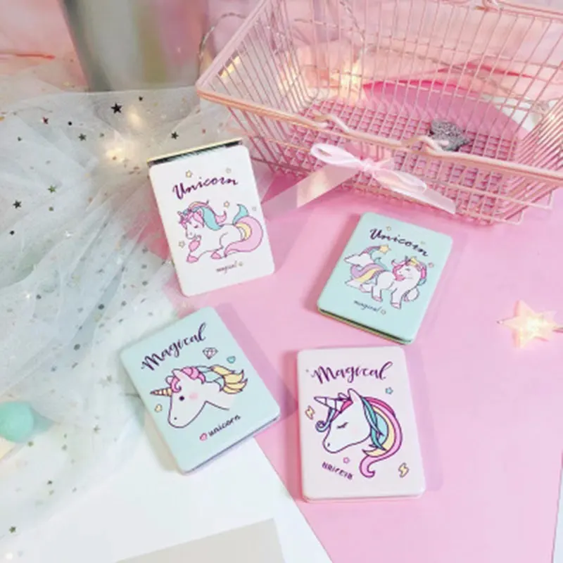 Пигмент Unicorn с зеркальным эффектом мультяшное квадратное складное зеркало карманное двухстороннее косметическое зеркало Красота Макияж Miror розовый/зеленый
