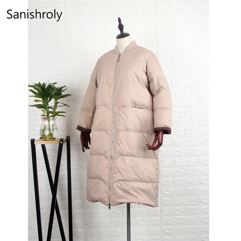 Sanishroly Women Long Coat Autumn Winter White Duck Down Jacket Female Warm Thicken Down Coat Parka Outerwear Tops Plus Size 629