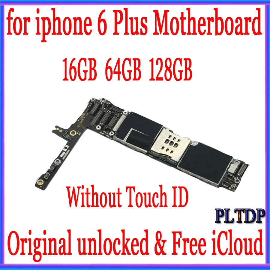 Оригинальная материнская плата для iPhone 6 Plus, 5,5 дюймов, 16 ГБ, 64 ГБ, 128 ГБ, разблокировка, материнская плата без Touch ID с полным чипом, логическая плата IOS