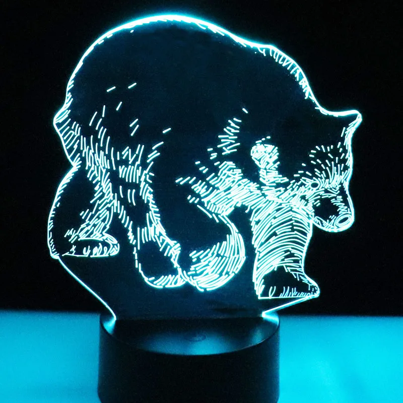 3D светодиодный ночник светильник Polar Bear с 7 цветами для украшения дома